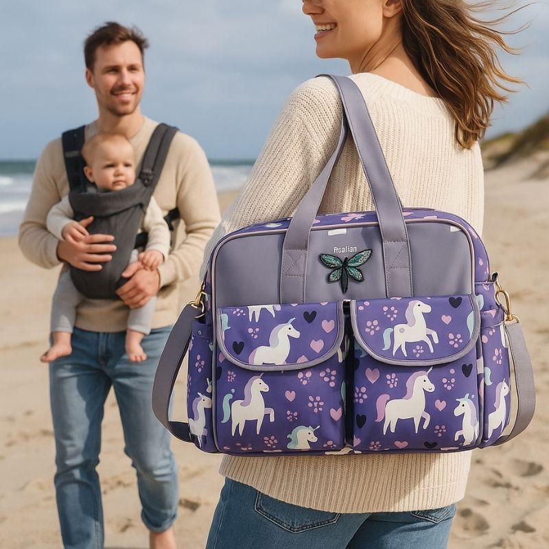 Sac a langer impermeable | TravelEaseâą - Licorne Violet