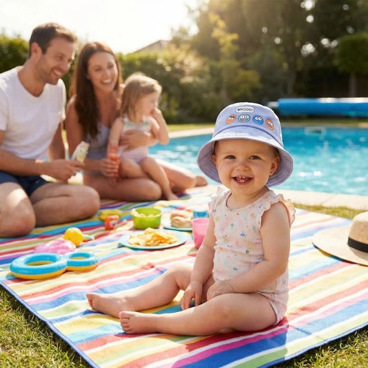 Chapeau anti UV bébé - FunnyBob™ | Protection Solaire 360°